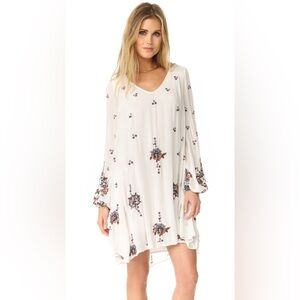 FREE PEOPLE Oxford Embroidered Boho Mini Dress / Neutral / S / BOHO / SPRING